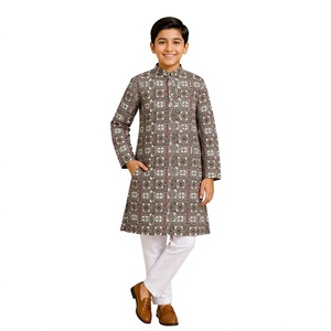 Boys Linen Digital Print Wrinkle Free Traditional Ethnic Wear India Casual All Seasons Wedding & Diwali 0 to 14 Years - Product Image 2
