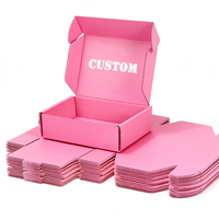 Boîte d'emballage en carton ondulé personnalisée avec logo rose, impression recto-verso, pour vêtements