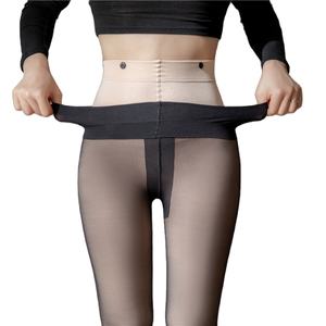 Двухслойные вязаные чулки-леггинсы для женщин, имитирующие эффект голых ног, осенне-зимние утолщенные колготки из нейлона/спандекса - Product Image 1