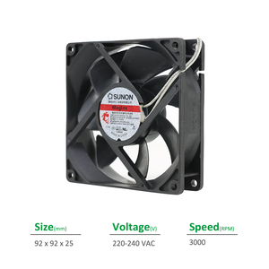 Ventilateur axial électrique SUNON MA2092-HVL.GN 92x92x25mm 220-240VDC 220mA 4.6W 2900RPM 52CFM avec roulement Vapo, autoportant, garantie 1 an, OEM/ODM - Product Image 2