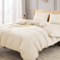 Ensemble de housse de couette 3 pièces personnalisable en coton tissé 100% écologique de qualité supérieure, broderie unie, garnissage en polyester, 200TC