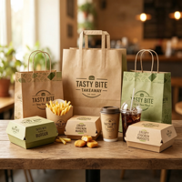 Boîte d'emballage alimentaire en papier jetable personnalisée pour la livraison de poulet frit et de frites, idéale pour les restaurants et la restauration
