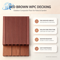 Planche de terrasse WPC 140x25mm, grain de bois embossé 3D, revêtement de sol composite extérieur pour patio, terrasse, jardin