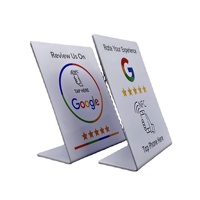 Support de table personnalisé en PVC avec puce NFC 13,56 MHz, support de table pour Google QR Tap Review, support de table pour avis Google, lien de commentaires commerciaux, support de table pour avis