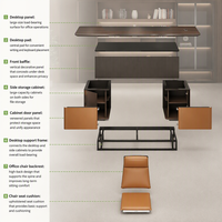 Ensemble de bureau de direction haut de gamme orange, design moderne minimaliste, construction en bois, grande taille, pour directeur/président