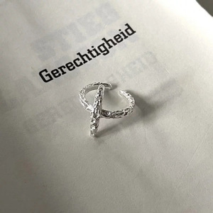 S925 Sterling <b>Silver</b> Cross <b>Ring</b> Meteorite Texture Opening Style Unisex Everyday Wear Jewelry - Product Image 3