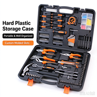 Ensemble d'outils de bricolage 109 pièces, kit d'outils manuels multifonctionnels pour la réparation à domicile avec embouts de perçage, boîte en plastique