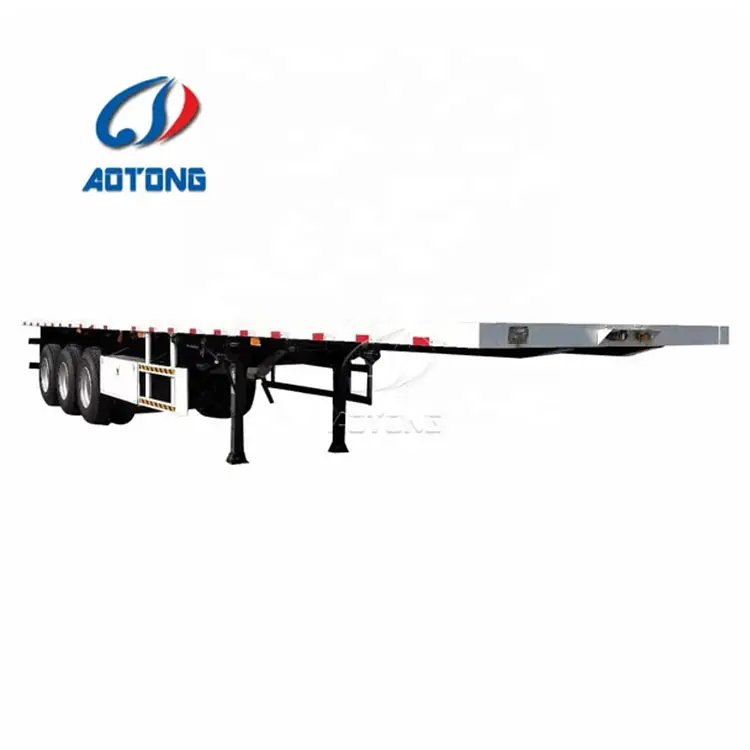 China AoTong Brand 3 Axle Flatbed Semi-Trailers with Container Twist Locks for Sale