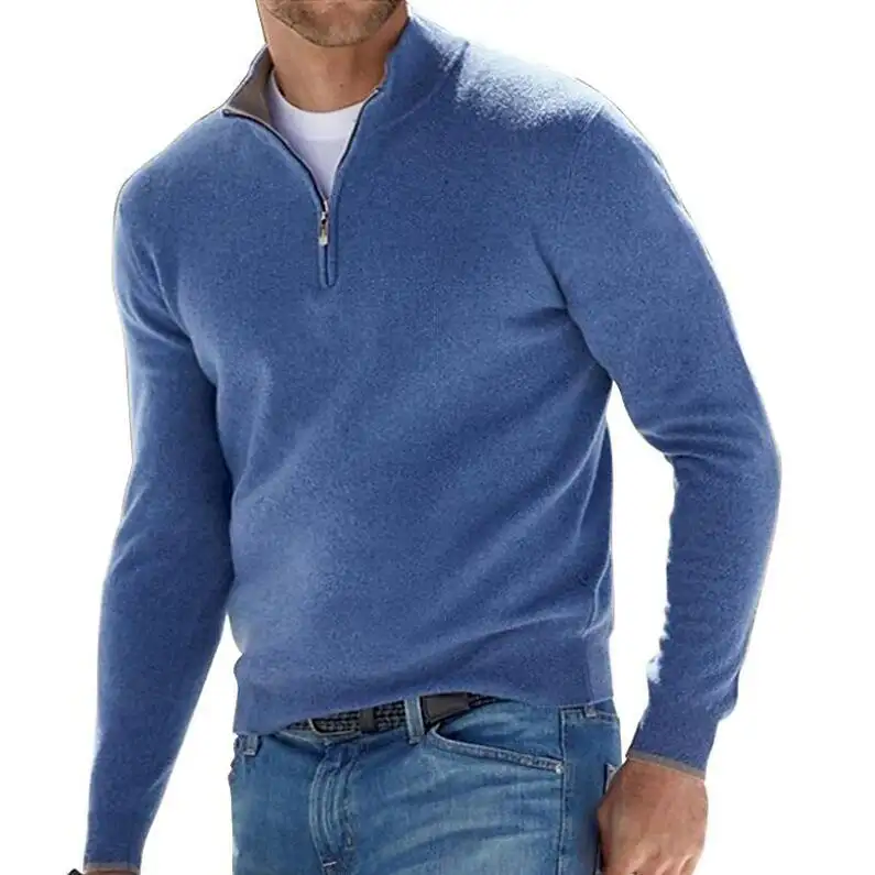 Nuovo maglione americano da uomo in Cashmere a maniche lunghe primavera e autunno con collo alto e Zip camicia con cappuccio in pile