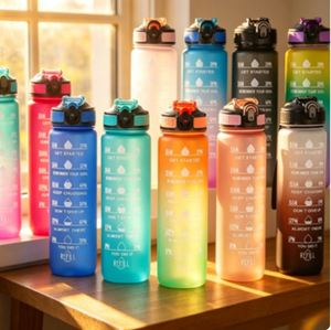 2026 Wholesale BPA-Free 1L 32Oz Sports Water Bottle Leakproof <b>Drinkware</b> with Straw and Time Marker - Product Image 4
