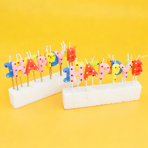 Velas Decorativas para Pastel de Cumpleaños <span class=keywords><strong>con</strong></span> Impresión de Puntos Coloridos, Velas de Cumpleaños <span class=keywords><strong>con</strong></span> <span class=keywords><strong>Letras</strong></span> Coloridas para Fiesta - Product Image 4