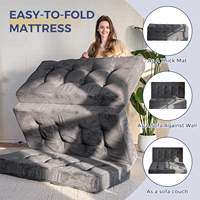 Matelas pliable à trois volets, matelas pliable de 6 pouces, matelas en mousse pleine, canapé-lit pliable, surmatelas pour lit d'appoint, lit de camping portable