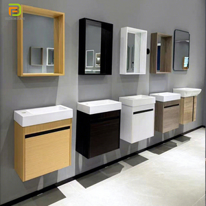 Mobile Bagno Moderno di Lusso in Compensato, Montaggio a Parete, Impermeabile, con Lavabo e Specchio - Product Image 1