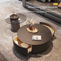 Meja kopi ruang tamu atas kaca marmer gaya Nordic Modern untuk ruang tamu