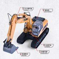 6526A 6519A 1/20 coche de ingeniería de Control remoto torre de excavadora de aleación RC gira 690 grados simula fumar WEITENG