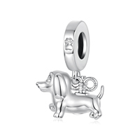 Pendentif en forme de teckel plaqué argent, bijou unisexe, cadeau, style mignon, breloques