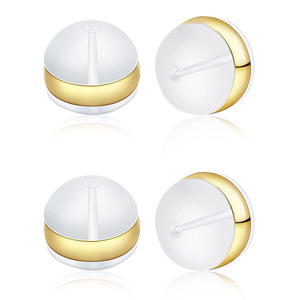 Bouchons d'oreille en silicone transparents, forme balle, or, or rose, argent, accessoires de bijoux, inserts antidérapants, pièces de boucles d'oreilles DIY - Product Image 5