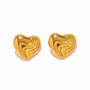 Heart Shape Stud <b>Earrings</b> Gold Plated Geometric Design Stainless Steel <b>Post</b> Fashion Jewelry - Product Image 4