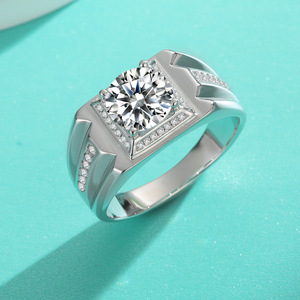 Fashion Korean Style Hot Selling 925 Silver <strong>3</strong> <strong>Carat</strong> Moissanite Wedding <strong>Rings</strong> for Men - Product Image 3