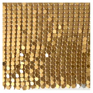 Lấp lánh bạc vàng 3mm Kim Loại sequin lưới chainmail vải cho DIY may đồ trang sức túi quần áo làm