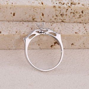 Anillo de compromiso elegante personalizado con diamantes naturales de oro blanco de 18 quilates, regalo de boda chapado en rodio para mujer, uso diario, fiesta cristiana - Product Image 6