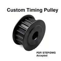 Pulley Timing AT5 AT10 GT2 2GT 18T Gigi Banyak Ukuran Lubang 8mm Lebar Sabuk Aluminium Hitam Anodized CNC Machined Custom Drawing