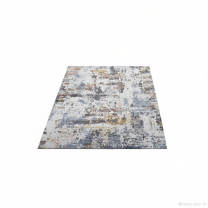 Tappeto Astratto Rettangolare 8x10 Avorio Blu Reversibile in Poliestere Realizzato a Macchina Stile Bohemien per Soggiorno Camera da Letto Ufficio - Product Image 1