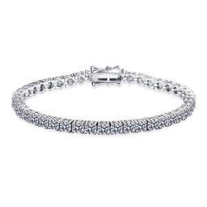 2025 925 Sterling <b>Silver</b> Cuban Link Moissanite Tennis <b>Bracelet</b> Women <b>Men</b> Jewelry - Product Image 1