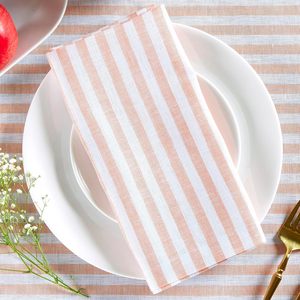 Nappe et serviettes de table modernes personnalisées pour restaurant occidental, 100 % coton tissé, usage quotidien, rayures roses, personnalisables, vente en gros - Product Image 2