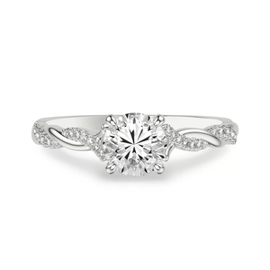 14K Gold Twisted <b>Infinity</b> Shank Pave Side Diamonds Round Lab Grown Diamond Engagement Ring IGI certificate for women Jewelry - Product Image 1