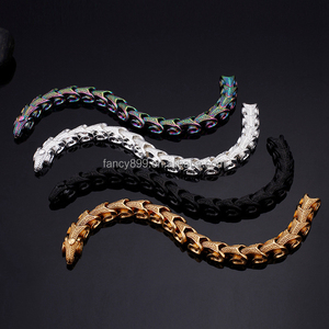 ETRO style tribal tattoo-Conjunto de <span class=keywords><strong>pulsera</strong></span> y cadena de acero inoxidable para hombre, brazalete de plata - Product Image 5