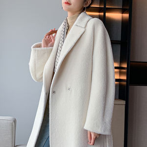 الجملة عالية الجودة بيرو الألبكة الشعر الشتاء سماكة الدفء أفخم أوروبا وأمريكا شعبية طويلة معطف من قماش الكشمير - Product Image 3