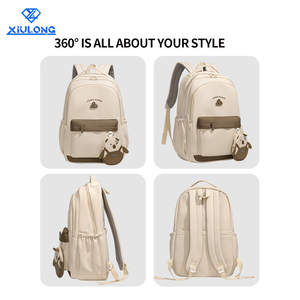 Mochila Escolar para Niñas, Diseño OEM ODM, Resistente al Agua, Cierre de Cremallera de Nailon, Múltiples Bolsillos, Estilo Crema, Cómoda para el Campus, Poliéster - Product Image 2
