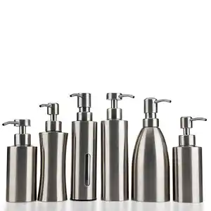 250ml Stainless Steel Square Liquid Soap Pump Bottle Dispenser Hand Dish Lotion Dispenser For Kitchen Bathroom And Countertop