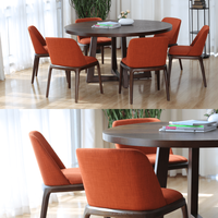 Table à Manger Moderne Ronde en Bois Massif avec Piètement Central Croisé, Table de Cuisine Circulaire pour 6 Personnes A-T05