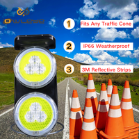 Phare de signalisation solaire ABS pour cône de circulation, 10 LED clignotantes, réflecteur diamant, indice IP66, visibilité élevée 800m, 40h d'autonomie, avertissement de sécurité routière