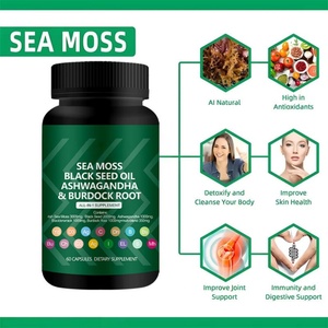 Factory Customized <b>Organic</b> Extract Supplement SEA MOSS BLACK SEED OIL ASHWAGANDHA BURDOCK ROOT <b>Capsules</b> Immune Support - Product Image 3