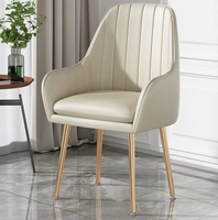 Fauteuil de salle à manger moderne en velours confortable, écologique et durable, beige, pieds en métal doré pour la maison et le salon