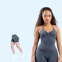 DYFE Impact Longline Strappy Top Midnight Black + Shorts |   Ensemble d'entraînement 2pz