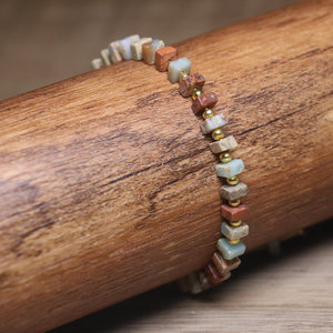 Stile Vintage bracciale in pietra naturale per donna quadrato Agalmatolite treccia di perline braccialetto bohémien guarigione energia pietra gioielli - Product Image 6