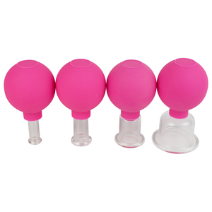 Bekam wajah, set 4 cangkir pijat tubuh wajah, set bekam Wajah perawatan kecantikan, bekam vakum kaca - Product Image 2