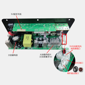 Placa Amplificadora de Audio de 300W <span class=keywords><strong>BT</strong></span> 5.0 D300, Módulo Amplificador de Subwoofer con Doble Micrófono, DC12V 24V 1CH HIFI Estéreo - Product Image 5
