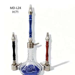 Set de Hookah de Vidrio Transparente con Eje de Aluminio, Base de Acero Inoxidable, 1 Manguera, Shisha Moderna para Fumar, Ideal para Bares y Regalos - Product Image 1