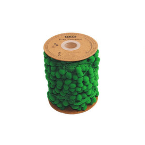 Nastro Iln Pom-Pom da 2,0 cm di larghezza, 20 iarde, verde scuro, decorazione artigianale - Product Image 1