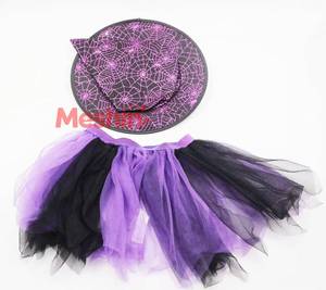 Conjunto de Disfraz de Carnaval MS Popular, Novedades, Calcetines a Rayas por Encima de la Rodilla, Falda Abombada, Sombrero de Bruja, Poliéster, Halloween - Product Image 1