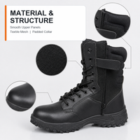 Bottes de sécurité tactiques à embout d'acier, antidérapantes, montantes, avec fermeture éclair latérale, à lacets, en cuir microfibre et maille, semelle extérieure en caoutchouc, usage industriel