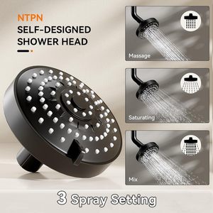 Hệ thống vòi hoa sen kép màu đen với thiết kế phân đoạn vật liệu đồng thau áp lực cao cho trải nghiệm giống như spa cho các cặp vợ chồng - Product Image 6