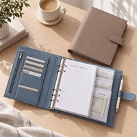 Organiseur de budget Hongbo A5 en cuir grainé avec 6 anneaux argentés, feuille volante et pochettes transparentes – Meilleure vente