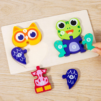 Rompecabezas de Madera 3D Personalizable con Figuras de Animales del Cadena de Alimentación, Juego de Mesa Educativo para Niños, Juguetes de Aprendizaje Temprano