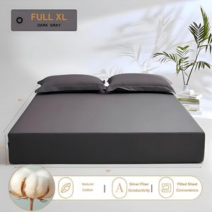 Lenzuolo con Fibre d'Argento Puro al 5% e Cotone Organico al 95% per Messa a Terra, Misura Media per Letto Matrimoniale, Morbido, Grigio - Product Image 4